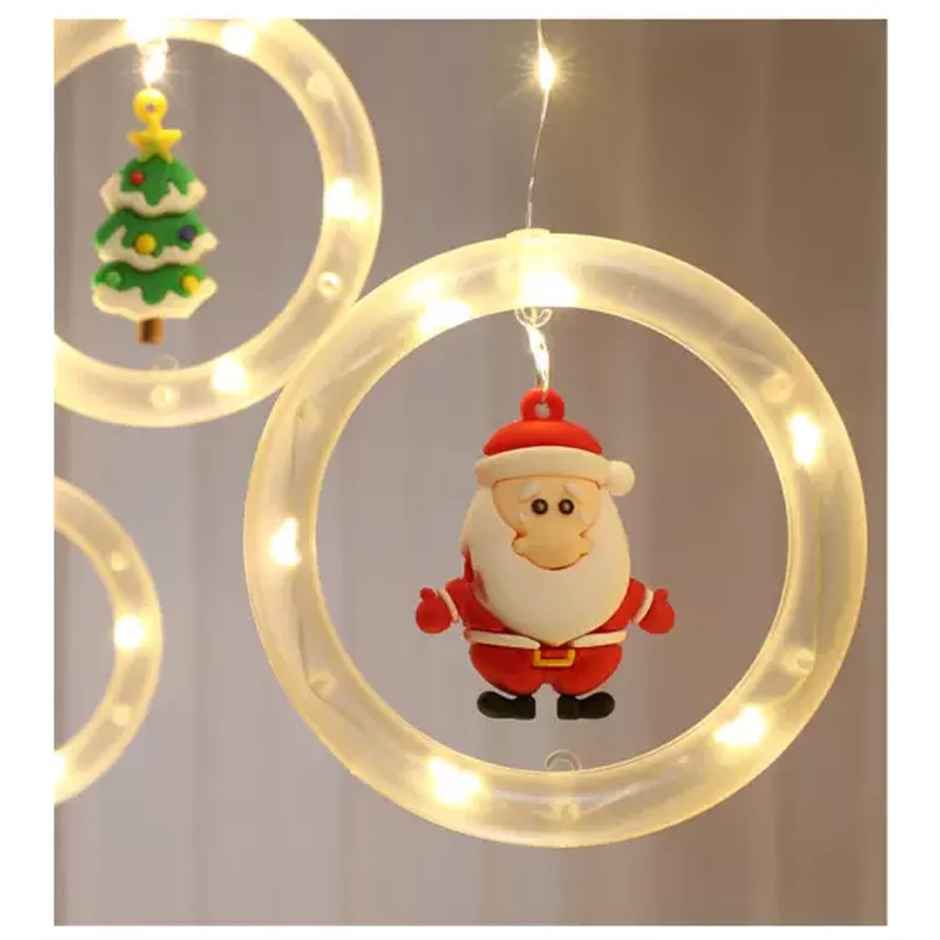 Quace Ring Santa Curtain Light
